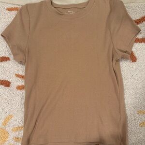 Abercrombie & Fitch Beige Ribbed Short Sleeve Tee
